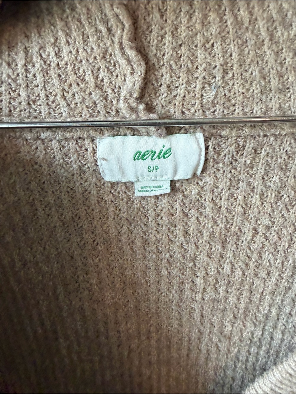 ⚡️Aerie Cozy V-Neck Hooded Sweater in Light Taupe - Picture 4 of 4